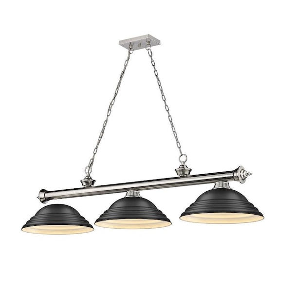Z-Lite Cordon 3 Light Billiard, Brushed Nickel & Matte Black 2306-3BN-SMB - main